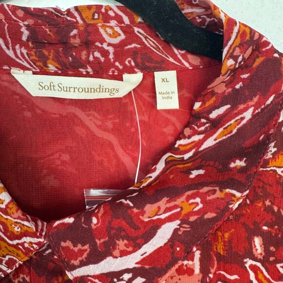 NWT Soft Surroundings Cheyla Paisley Print Button Down Top Red Womens Size XL - Picture 7 of 9